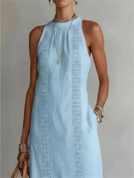 Side Slit Sleeveless Hollow-Out Trimmed Midi Dress - Picture 2 of 5